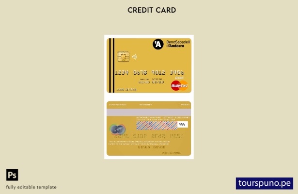 Plantilla mastercard lista para imprimir Banco Andorra Sabadell